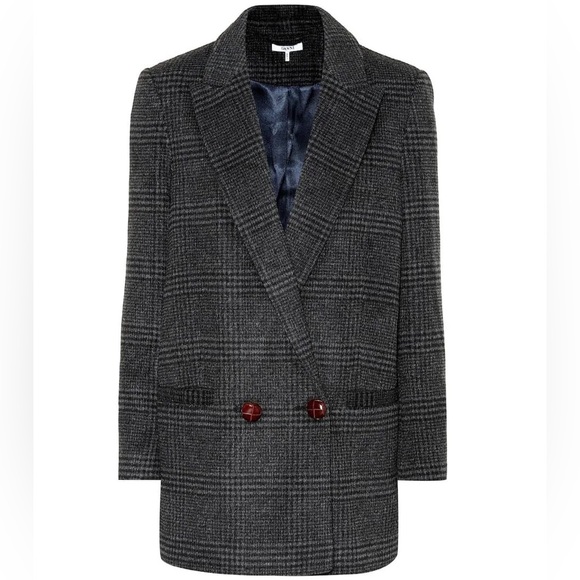 Ganni Jackets & Blazers - Ganni Woodside Checked Wool Blend Blazer Women’s Grey US 4 Jacket 2 Buttons